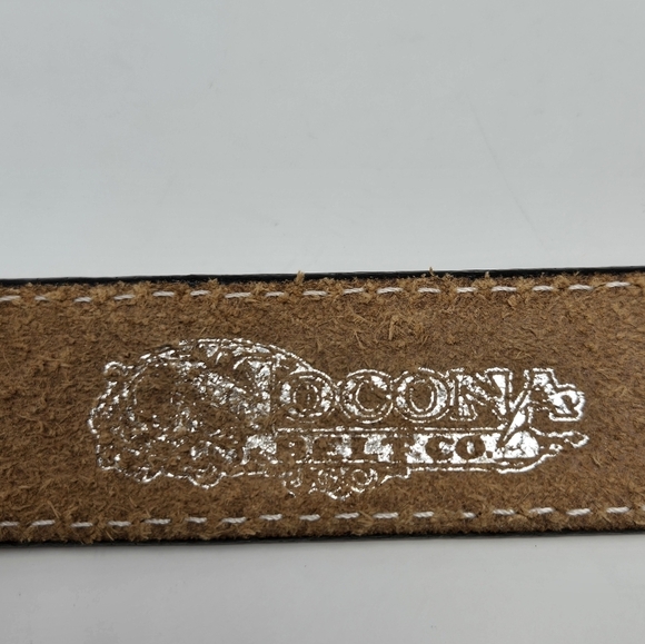 NOCONA BELT CO. BROWN EMBOSSED LEATHER BELT BULL RIDER BUCKLE YOUTH SIZE 22 BOYS - Picture 6 of 13